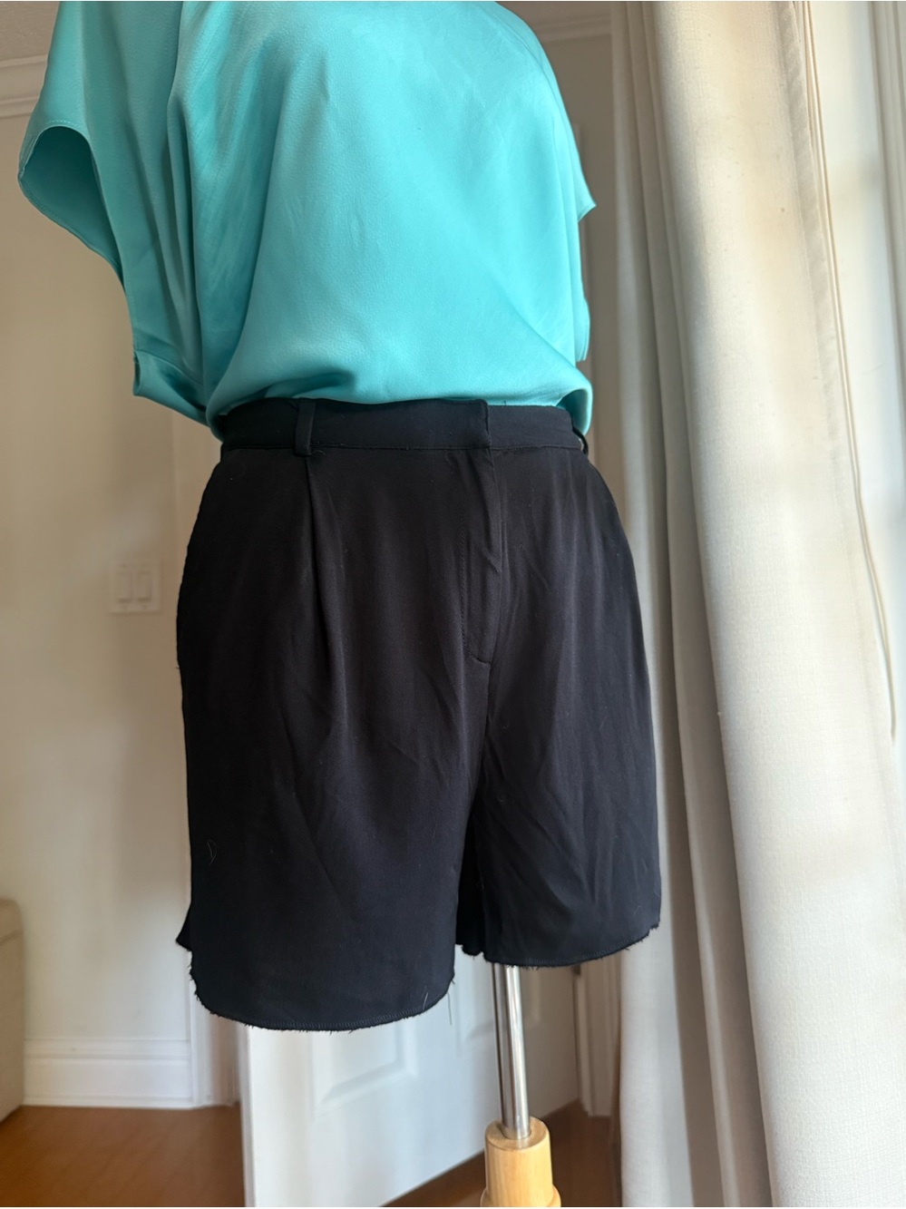 All Saints Black High-Waist Tailored Women’s Shorts size 10 medium fit.